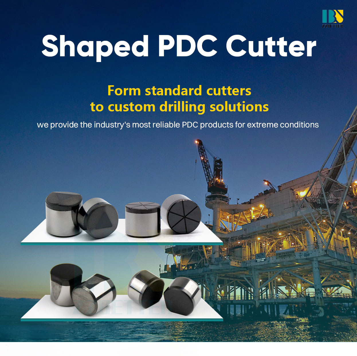 Shaped PDC cutters(Benz cutters, cutters with tails)